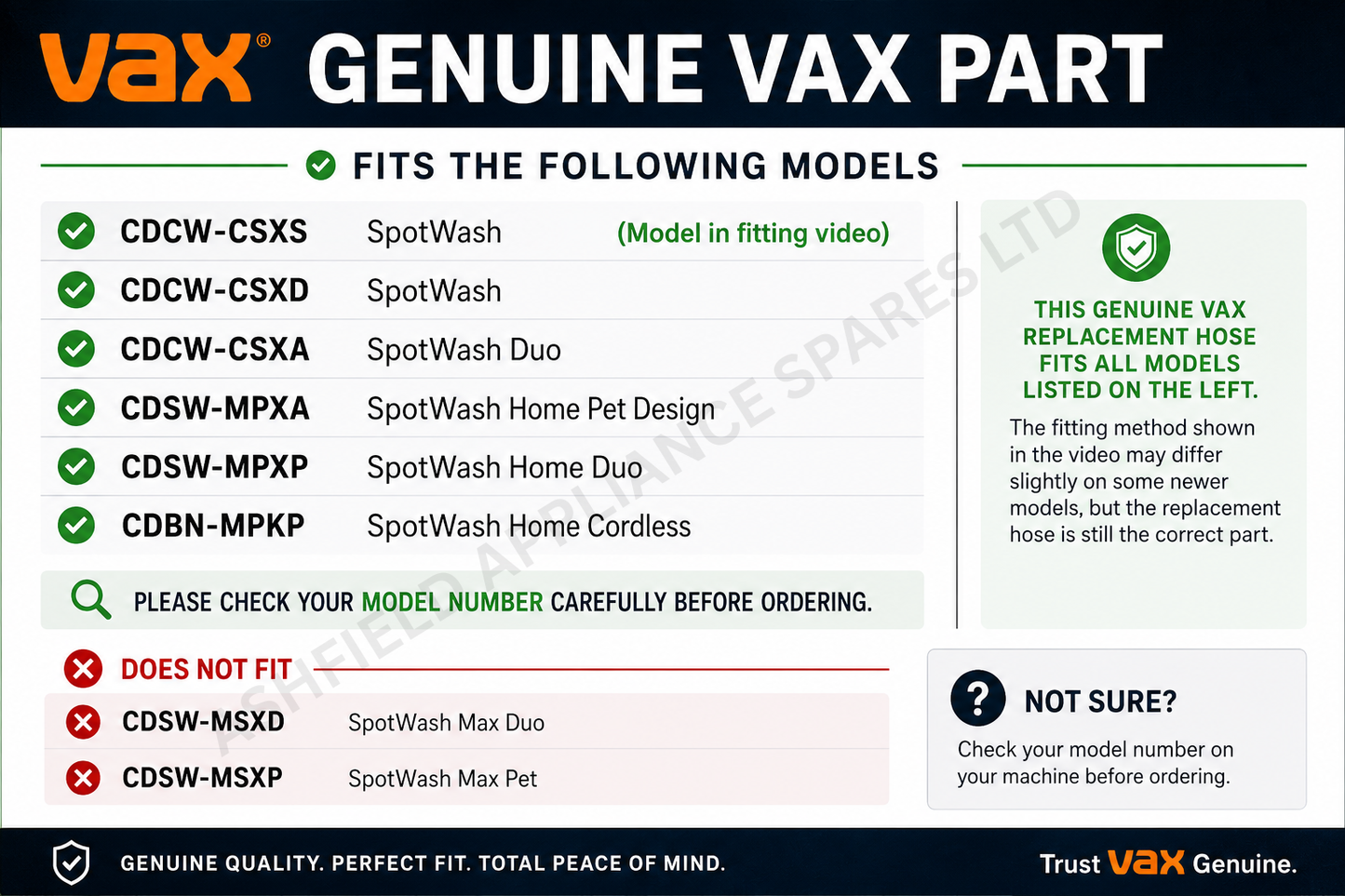 Genuine Vax SpotWash Hose