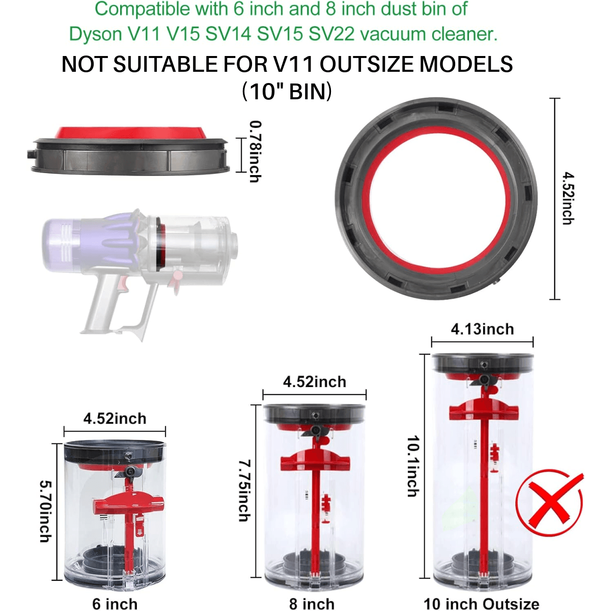 Dyson V11 V15 Dust Bin Sealing Ring & Torx T8 Screwdriver
