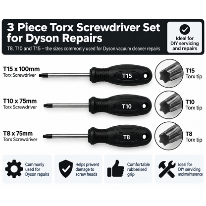 Torx Screwdriver Set for Dyson Repairs T8 T10 T15